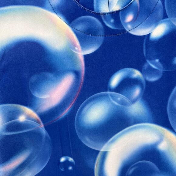 HOUSE OF SUNNY Fantasia Flare Pants Womens 6 Blue Bubble Print High Rise Stretch - Picture 13 of 16